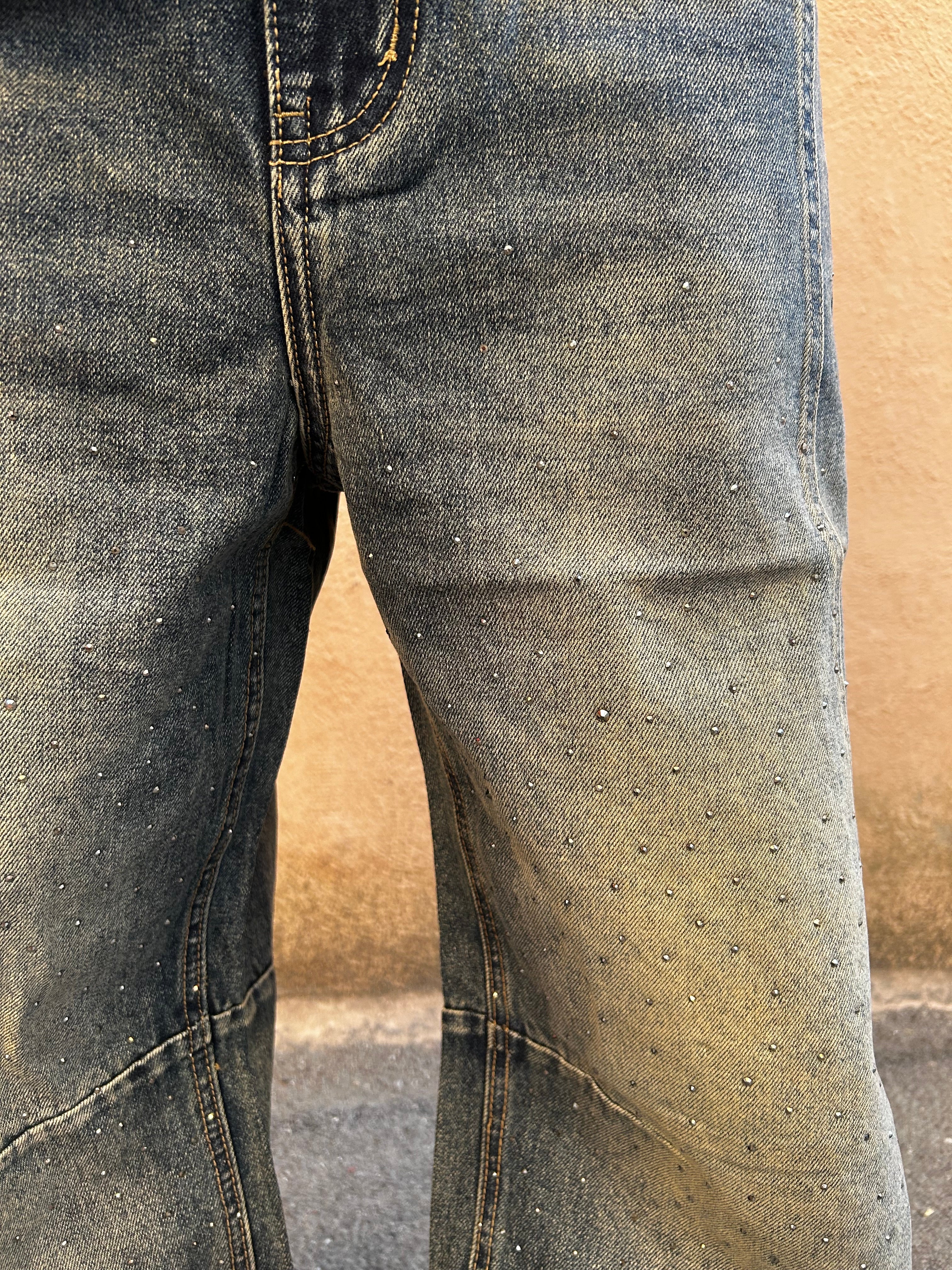 Jeans baggy con brillantini